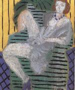 Henri Matisse Woman in an Armchair Blue and Yellow Background (mk35) oil